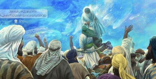 نقاشی دیجیتال روح الامین در حرم حضرت علی(ع) نصب گردید