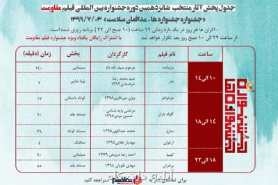 برنامه های سومین روز از جشنواره فیلم مقاومت